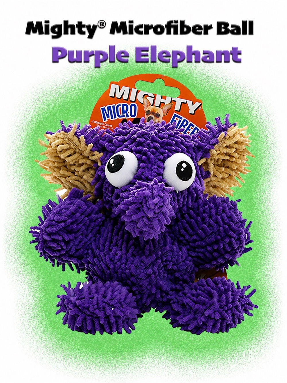 Mighty Toys Microfiber Ball Elephant Durable Squeaky Dog Toy + Dog Bags & TREATS
